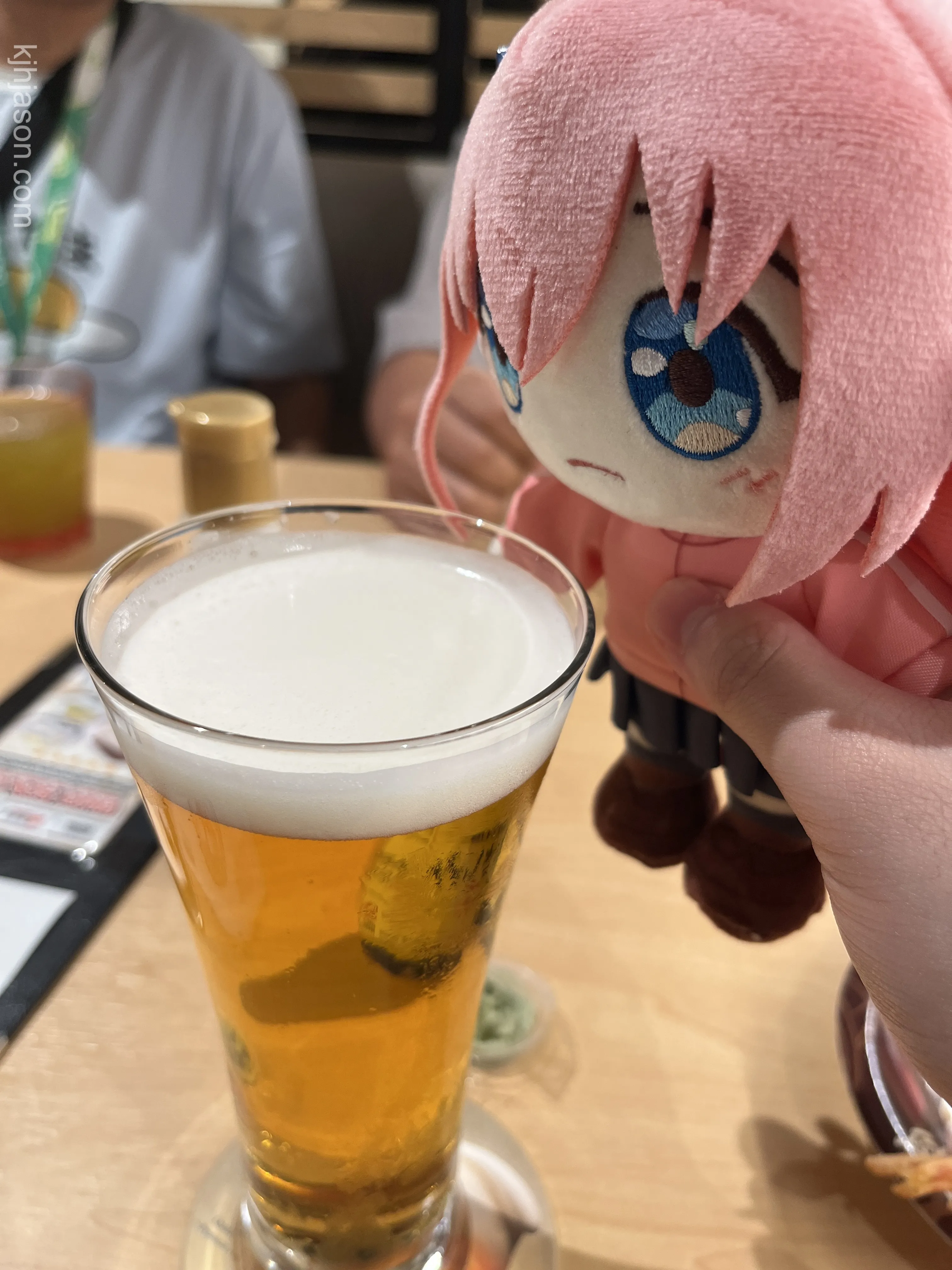 Bocchi Plushie drinking beer