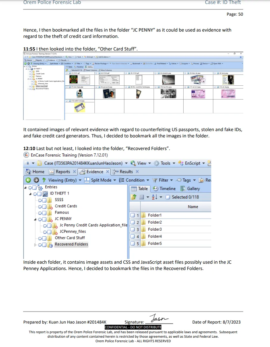 Screenshot of one of the pages of my Cyber Forensic Process Assignment