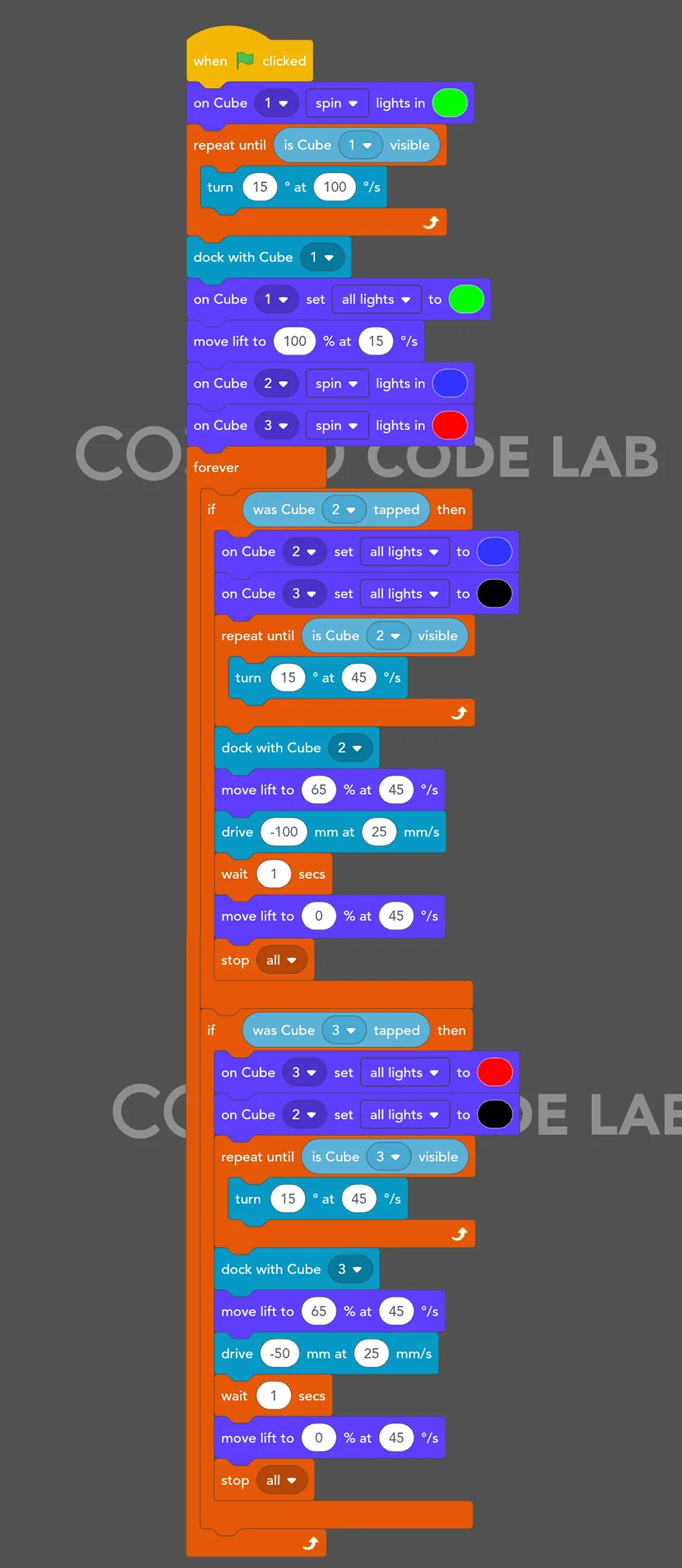 Screenshot of the Cozmo Block Programming