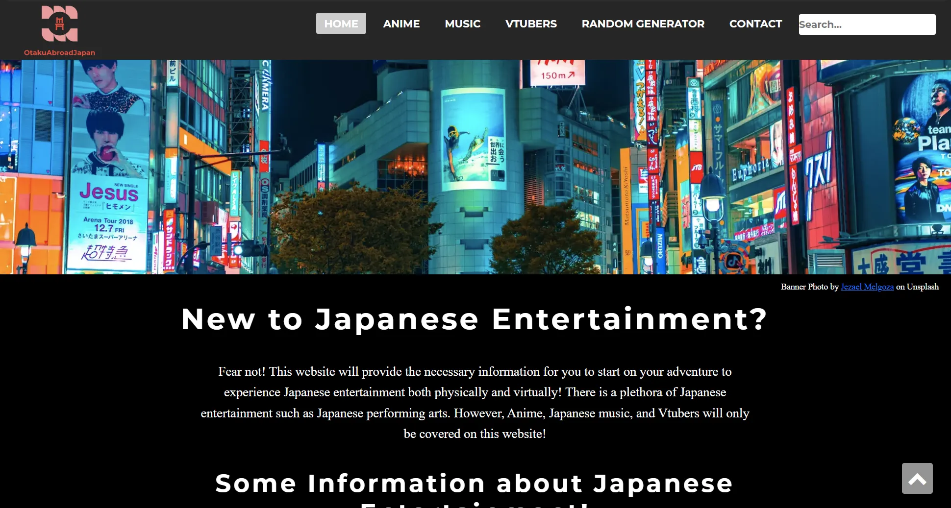 Screenshot of the OtakuAbroadJapan Website